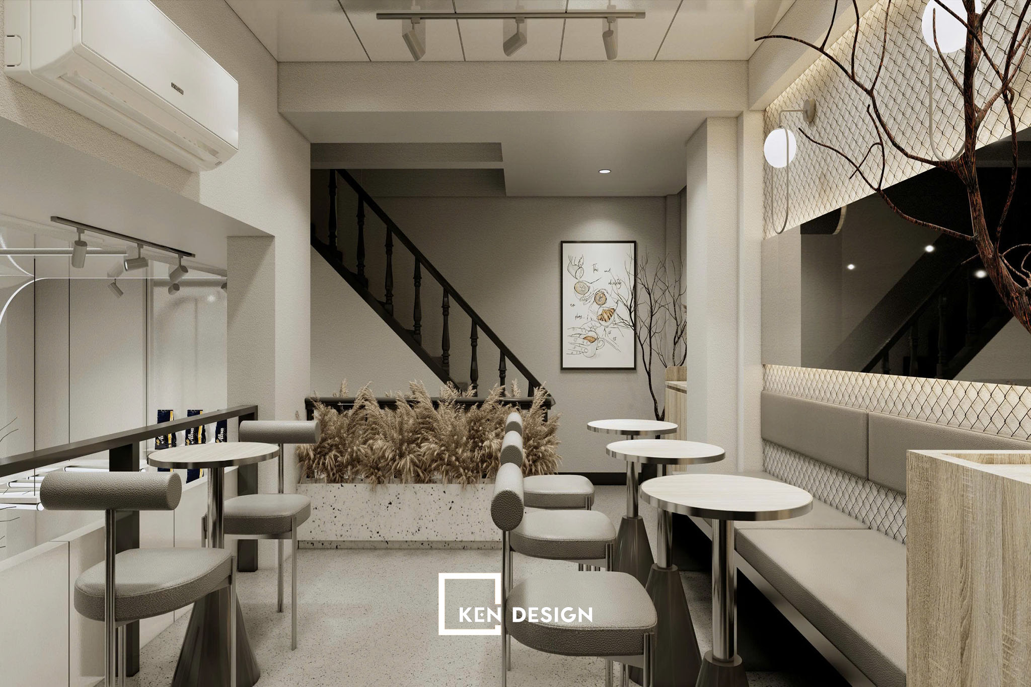 Thi công gác lửng cho quán cafe